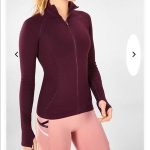 Fabletics seamless zip up jacket - burgundy size M